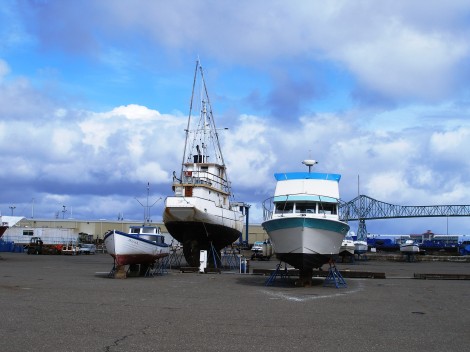 Gillnetter, troller and charter sit side by side out of the water and in storage